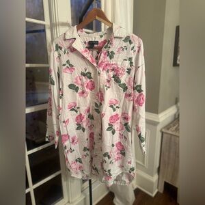 Ralph Lauren RL 100% Cotton Floral Sleep Shirt Size L Large